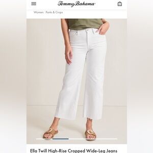Tommy Bahama Ella twill White Cropped Wide-Leg Jeans high rise 8